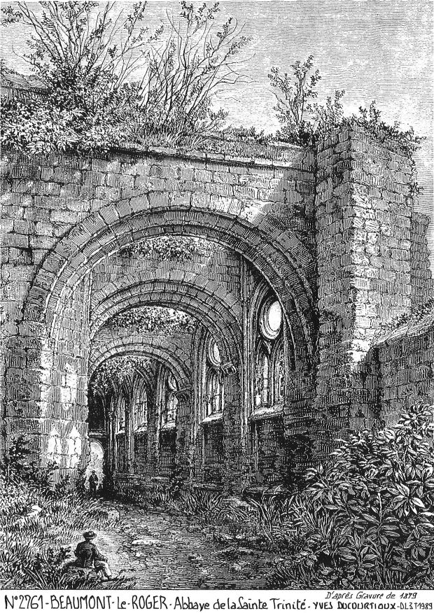 N 27061 - BEAUMONT LE ROGER - abbaye de la ste trinité (d'aprs gravure ancienne)